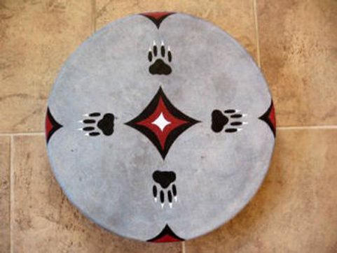SHAMAN INDIAN DRUM, WOLF TRACK AND THE STARS 40 CM