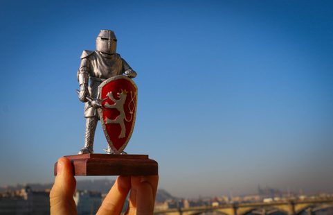 MEDIEVAL KNIGHT OF BOHEMIA, TIN FIGURE