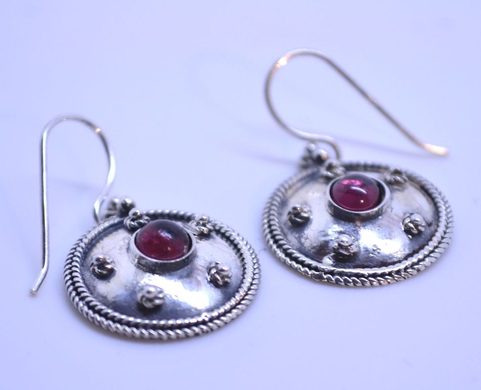 ANTICA ROMA, STERLING SILVER EARRINGS WITH A GEM