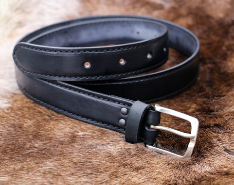 GENTLEMAN, LUXURY LEATHER BELT WITH SILVER BUCKLE