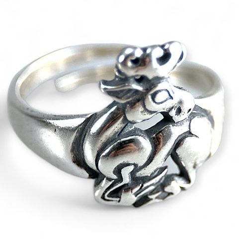 SCYTHIAN DEER, ADJUSTABLE RING, SILVER 925/1000