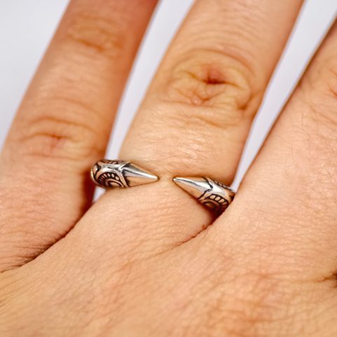 VIKING RAVEN HEAD RING, SILVER 925