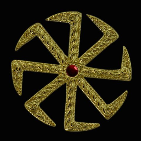 KOLOVRAT AVEC GARNET, PENDENTIF SLAVE, OR 14K