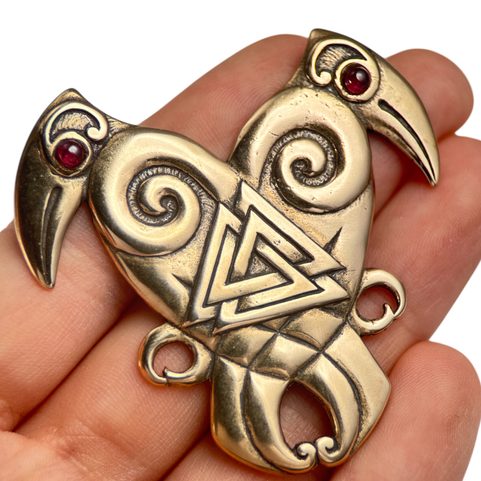 HEART OF THE NORTH, HUGIN AND MUNIN, BRONZE VIKING PENDANT