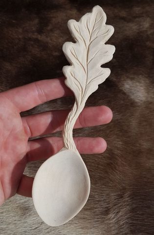 FEUILLE DE CHÊNE, CUILLÈRE SCULPTÉE