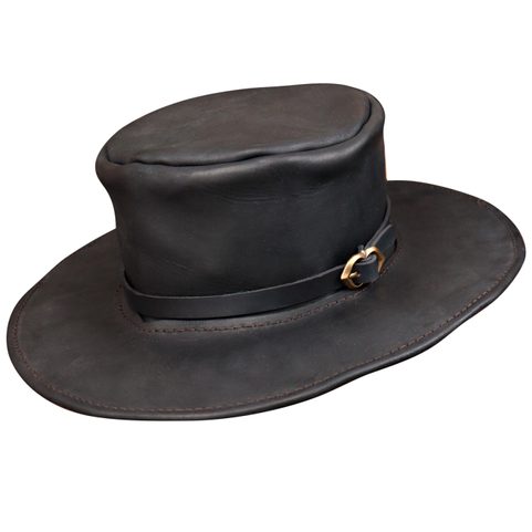 CHAPEAU EN CUIR, NOIR