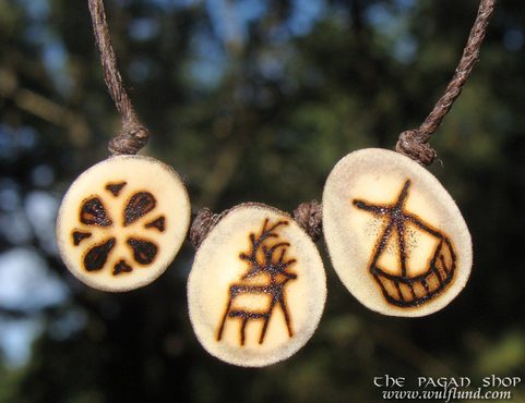 SHAMAN DRUM NECKLACE, REINDEER ANTLER, JEWELRY OF LAPLAND