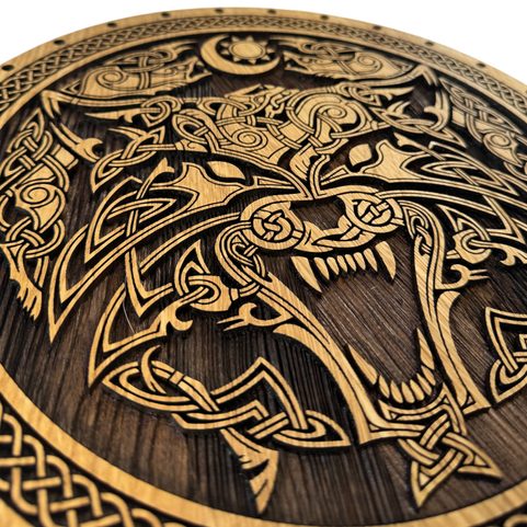 FENRIR WOLF, WOODEN WALL PICTURE 32CM
