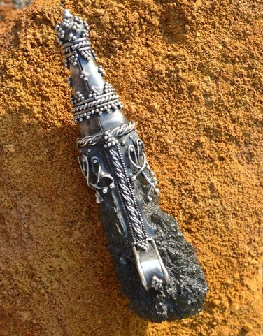 SCEPTER OF THE UNIVERSE, LUXURY MOLDAVITE NECKLACE, SILVER 925, COLLECTION BOHEMIA