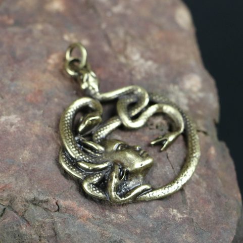 MEDUSA, ANTIQUE, ZINC PENDANT, ANTIQUE ZINC