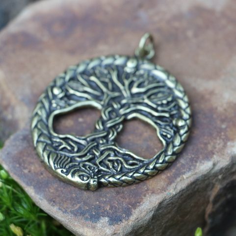 CELTIC OAK SACRED TREE OF LIFE PENDANT ZINC, ANTIQUE BRASS