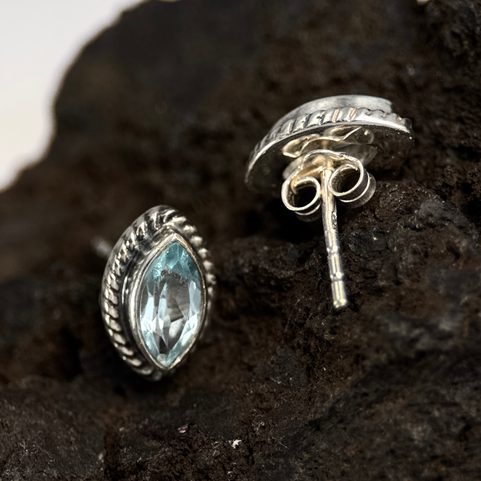 DINA, SILVER EARRINGS, BLUE TOPAZ, AG 925/1000