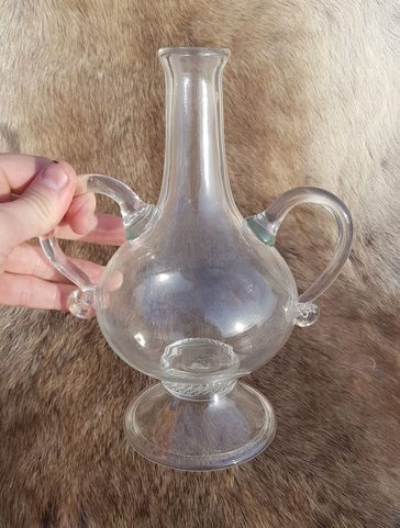 VASE WITH HANDLES, WHITE GLASS