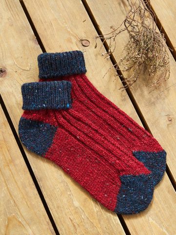 IRISCHE WOLLSOCKEN, ROT/MARINE