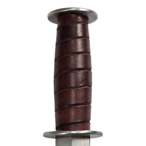 RONDEL OR BOLLOCK DAGGER PRAGA, 14TH CENTURY, BLUNT REPLICA, BROWN