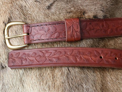 PINE CONES, FORESTRY LEATHER BELT BROWN