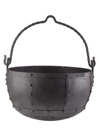 LARGE RIVETED STEEL KETTLE, APPROX. 21 LITRES