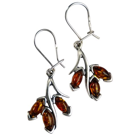 RENIA, BOUCLES D'OREILLES EN AMBRE, ARGENT