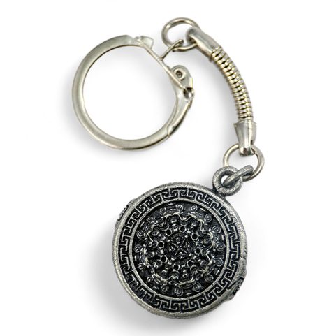 GREEK MEDUSA, KEYRING ZINC ANTIQUE SILVER