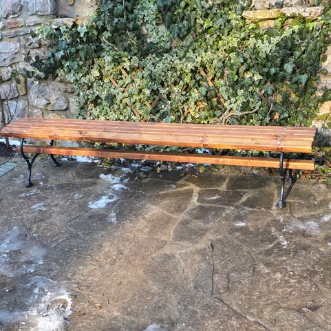 CHATEAU PARK SEAT, CAST IRON ART NOUVEAU