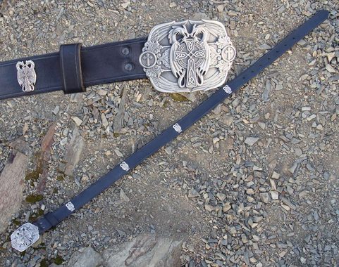WINGED DRAGONS, BLACK LEATHER BELT