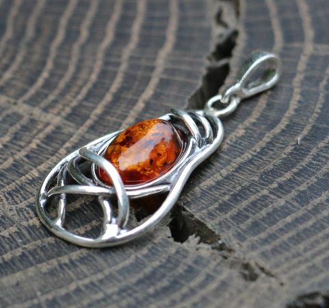 WERA, AMBER PENDANT, STERLING SILVER