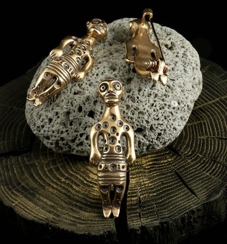 KELTISCHE BRONZE SCHNALLE, FIBEL, FIGUR, REPLIK