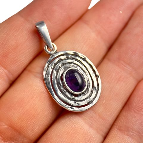 FOREST WELL, PENDENTIF, ARGENT AVEC AMÉTHYSTE