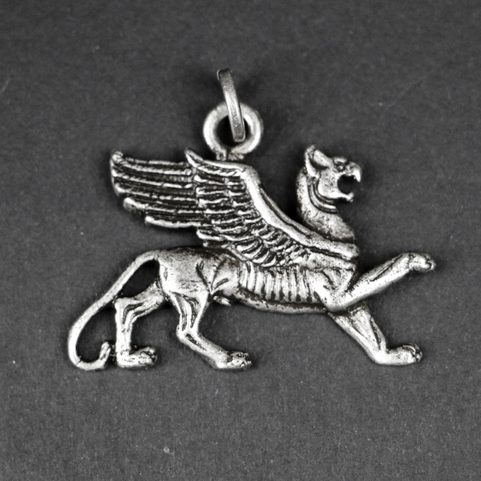 SCYTHIAN GRIFFIN, PENDANT, ZINC ANTIQUE SILVER