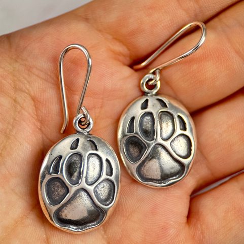 WOLF TRACK, EARRINGS, STERLING SILVER