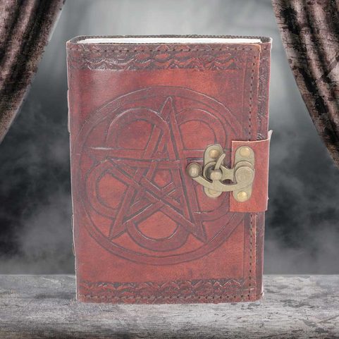 PENTAGRAM, LEATHER BOOK OF SHADOWS - NOTEBOOK