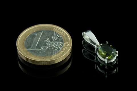 OVAL, MOLDAVITE PENDANT, SILVER 925