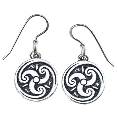 SPIRALES CELTIQUES, BOUCLES D'OREILLES EN ARGENT, AG 925