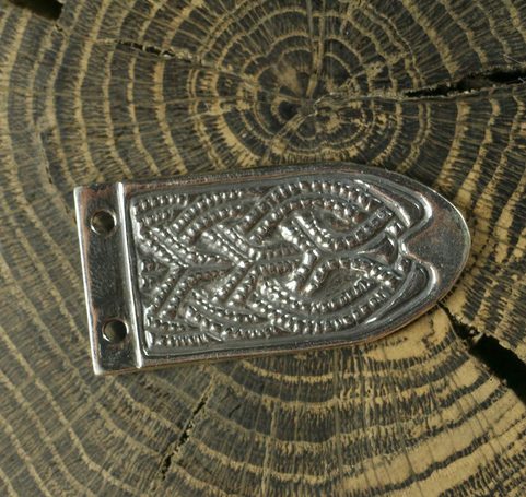 VIKING STRAP END, GOKSTAD, NORWAY, REPLICA, SILVER