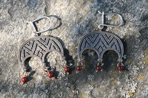 LUDMILA, EARRINGS, BRONZE, RED
