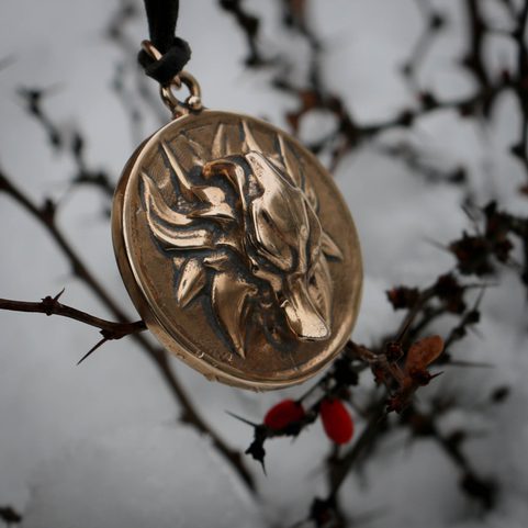SLAVIC WOLF PENDANT, BRONZE