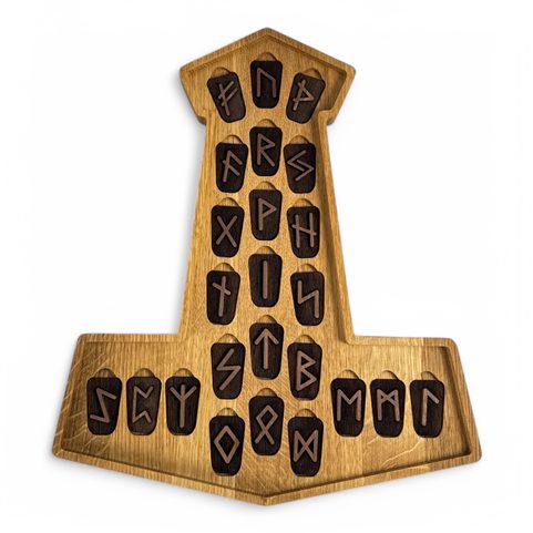 MJÖLLNIR - RUNES FUTHARK SET AND THOR'S HAMMER GIFT BOX