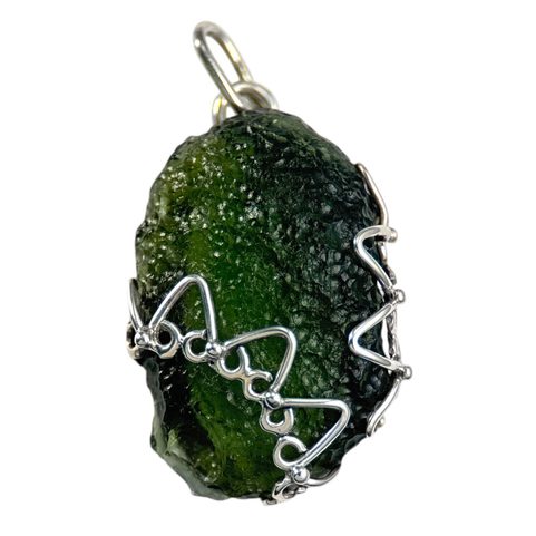LADA, MOLDAVITE,PENDANT, SILVER 925/1000