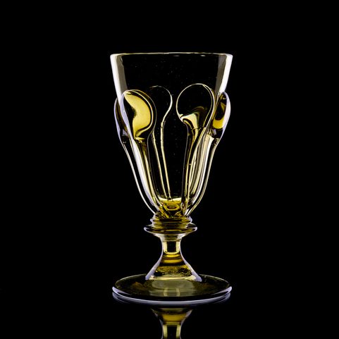 PERCHTA - JUG, BOHEMIAN MEDIEVAL GREEN GLASS