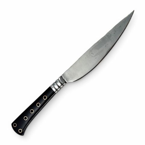 MEDIEVAL KNIFE WITH HORN HANDLE AND LEATHER SHEATH