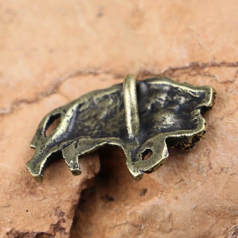 WILD BOAR, PENDANT, ZINC, ANT. BRASS