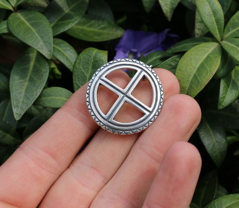 SUN CROSS, SILVER BROOCH
