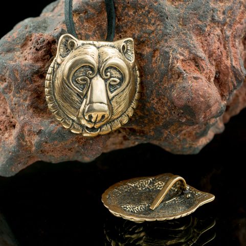 BÄR, KOPF, ANHÄNGER, BRONZE