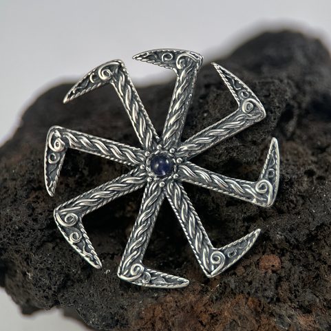 KOLOVRAT, SLAWISCHES SYMBOL DER SONNE, ANHÄNGER, SILBER 925
