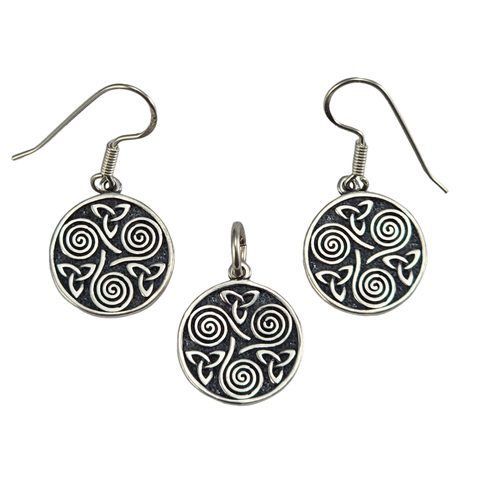 SPIRALE DE DRUIDE, TRISKEL, PARURE DE BIJOUX AG 925/1000