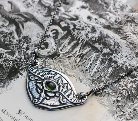 SPRING OF THE MOLDAU - MOLDAVITE, SILVER NECKLACE