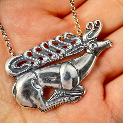 SCYTHIAN STAG - NECKLACE, STERLING SILVER