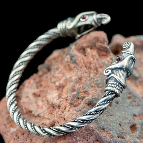 HUGINN AND MUNINN, VIKING BRACELET, SILVER