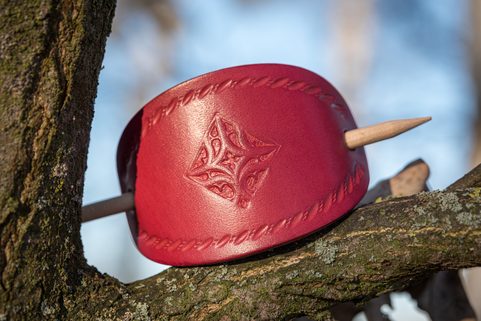 NAPOLI, LEATHER HAIR CLIP, RED
