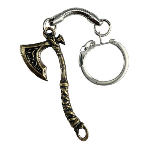 BATTLE AXE, KEY RING, ZINC, OLD BRASS